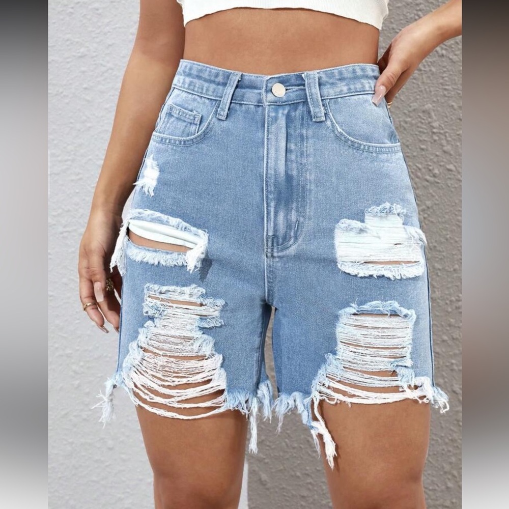 Distressed Denim Women Shorts